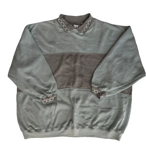 Vintage 90s Pacer Mens Striped Colorblock Collared Preppy Sweatshirt Size 1X